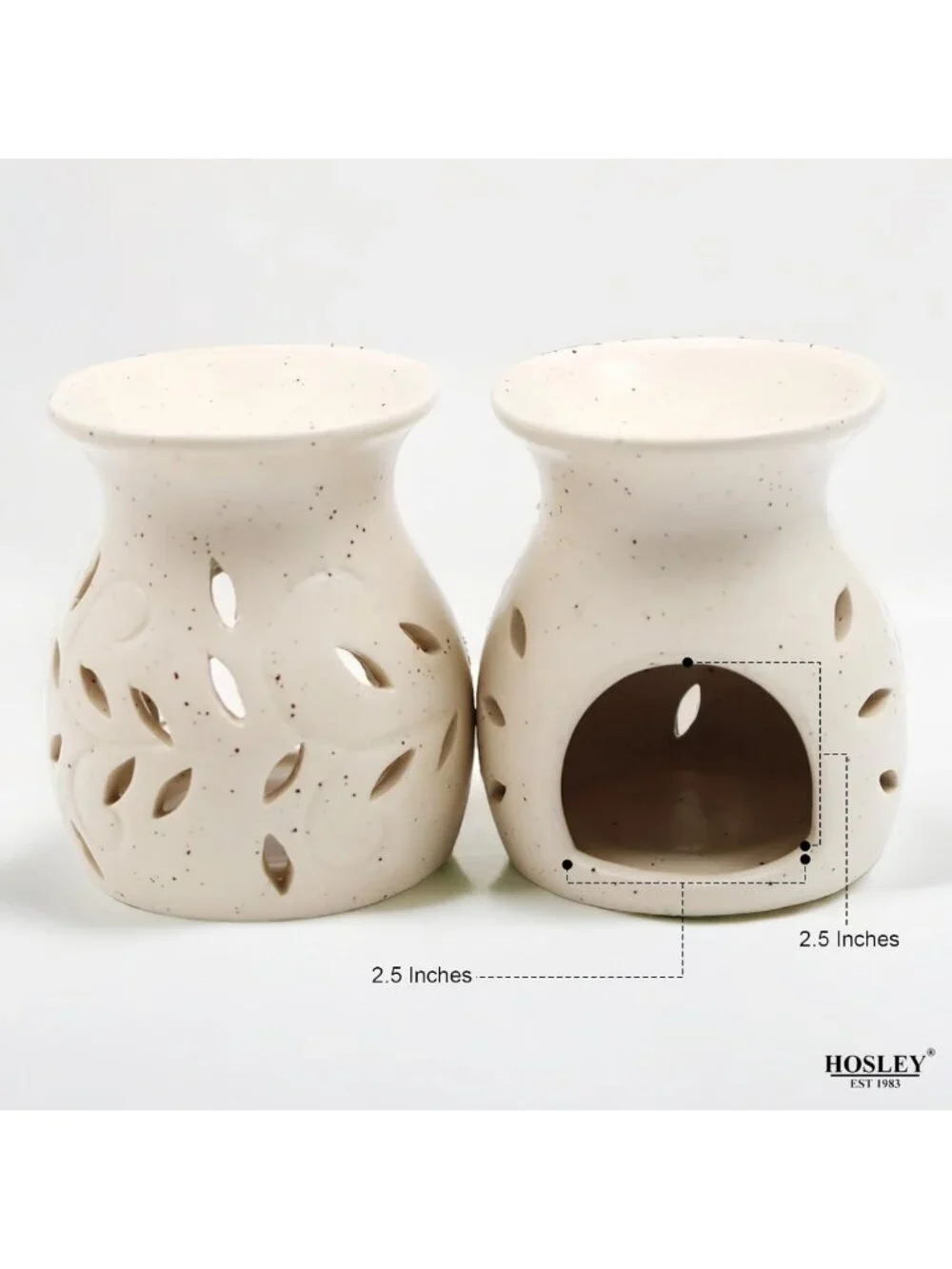 Elegant Ceramic Oil Warmers Set of 3 - Leaf Pattern, Tealight Compatible